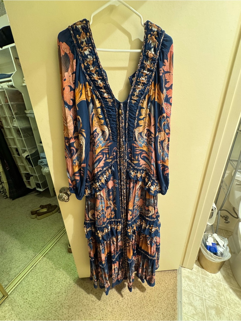 FARM Rio Sea Garden Navy Blue Braid Details Maxi Dress - Picture 2 of 4